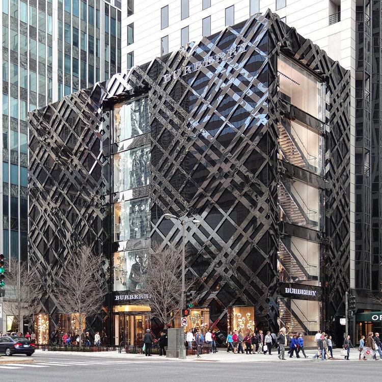 The Burberry storefront situated on Chicago’s famous Magnificent Mile. Image  Via